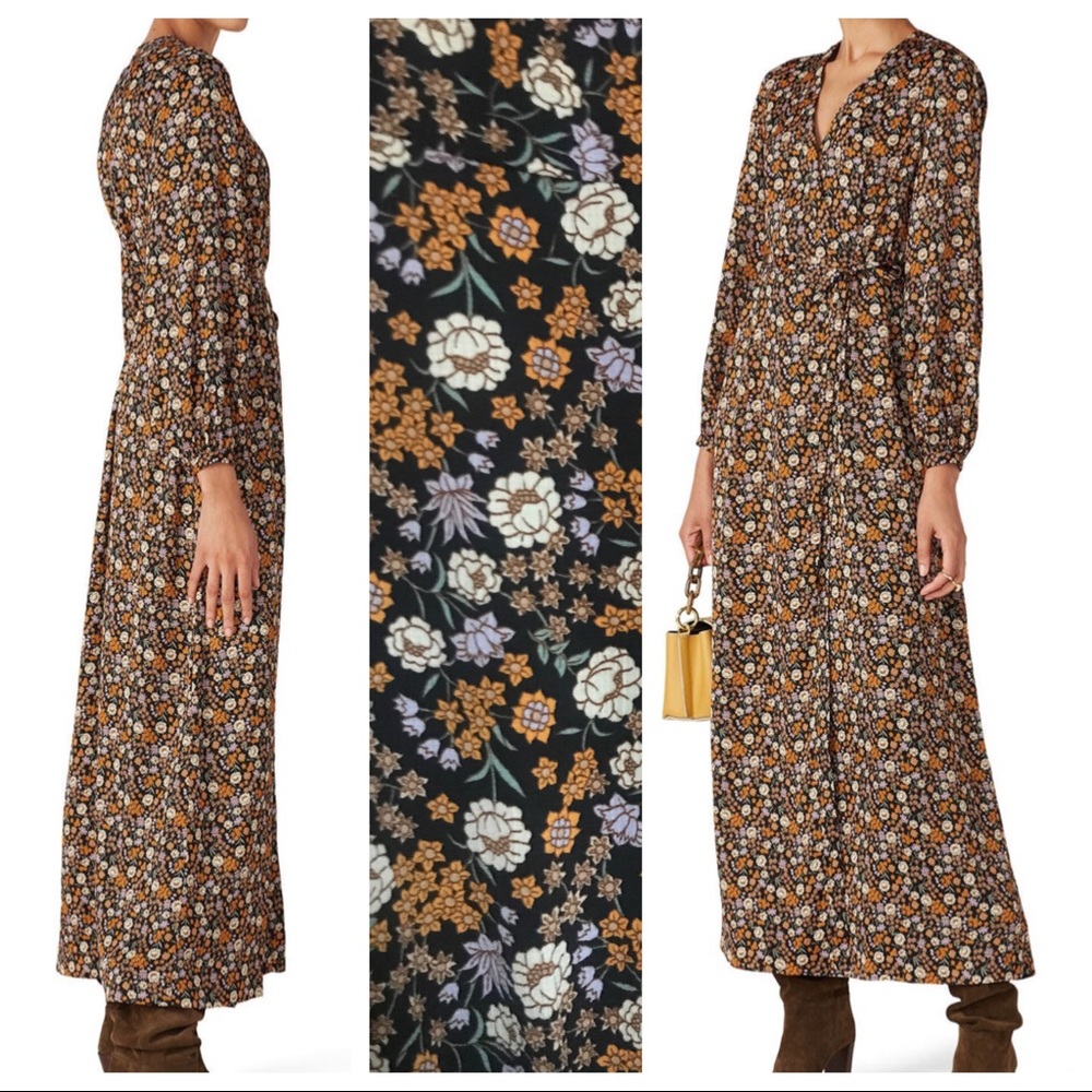 NWT SCOTCH & SODA S Floral Print Wrap A-Line Maxi Dress